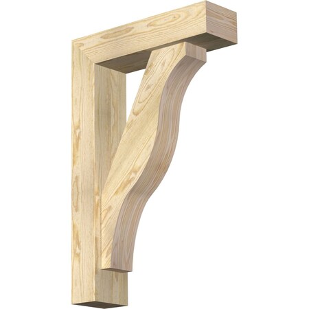 Ekena Millwork Funston Block Rough Sawn Bracket w/ Offset Brace, Douglas Fir, 6"W x 22"D x 34"H BKT0604X22X34FST05RDF